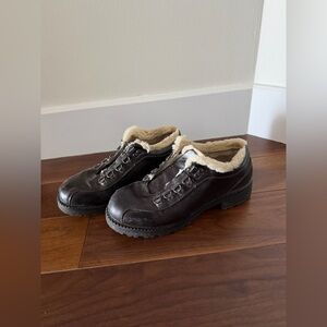 J.Crew Nordic Sherpa Lined Leather Boots Dark Brown Size 7 Hiking Style